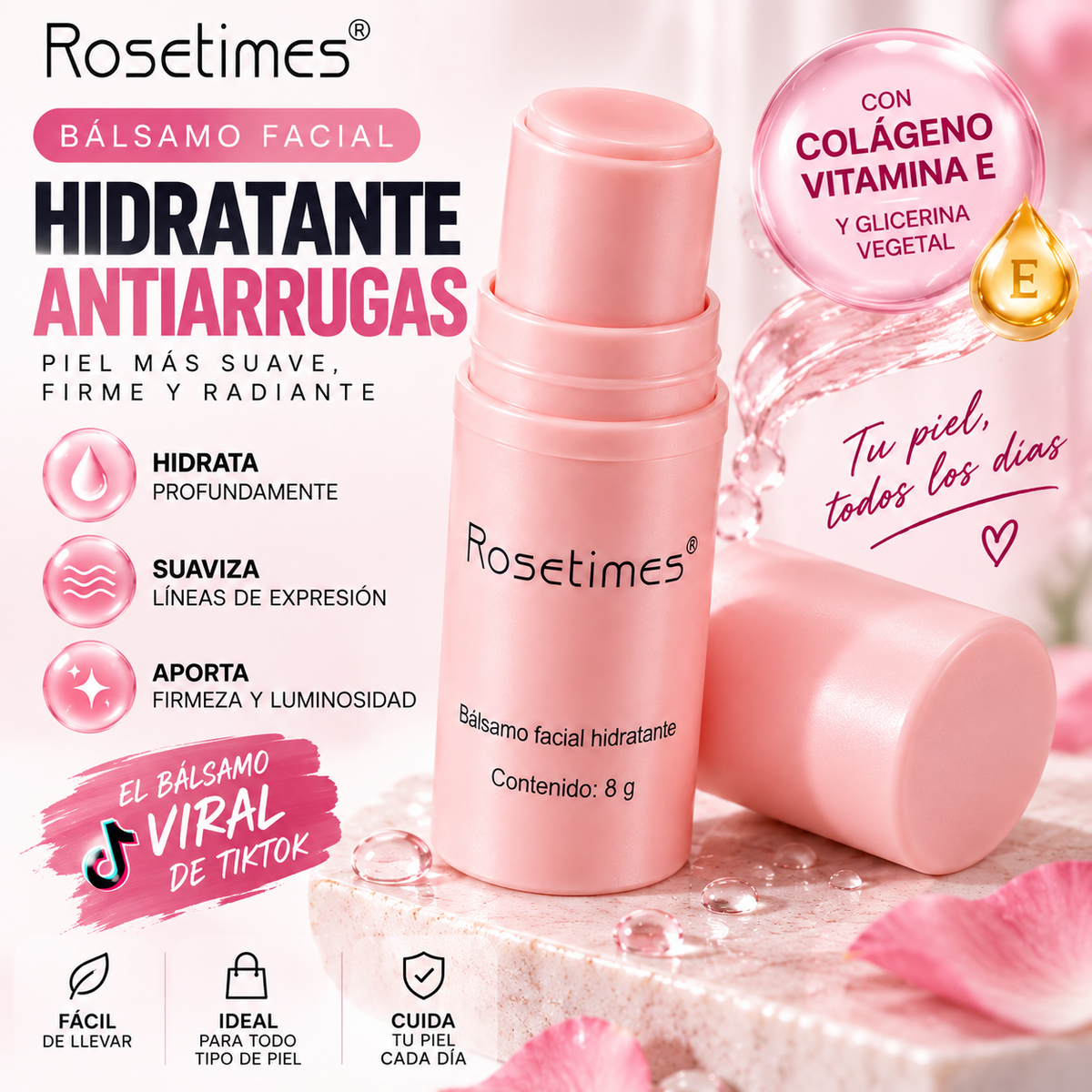 ROSETIMES® BÁLSAMO FACIAL HIDRATANTE ANTIARRUGAS 🌸¡LLEVA 2 Y PAGA 1! 🥰