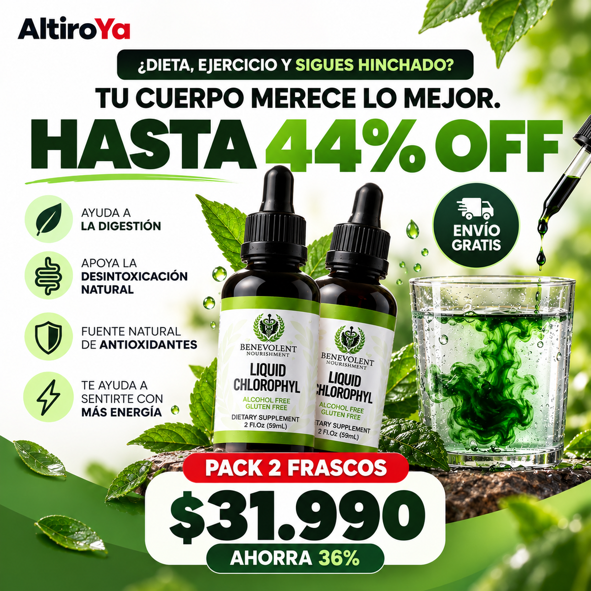 Clorofila Líquida Benevolent en Gotas | Bienestar y Cuidado Personal 💚